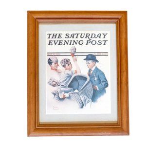 VINTAGE 1983 Norman Rockwell- BABY CARRIAGE- FRAMED PRINT